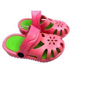 Berytos Girls Toddler Size 5 6 Pink Sparkle Clogs Slip On Shoes FIG-1577TZ